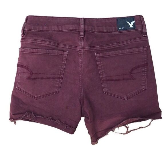 AMERICAN EAGLE Shortie Purple Shorts MULBERRY Cut Off SUPER STRETCH Size 2 / 28” - Picture 2 of 5